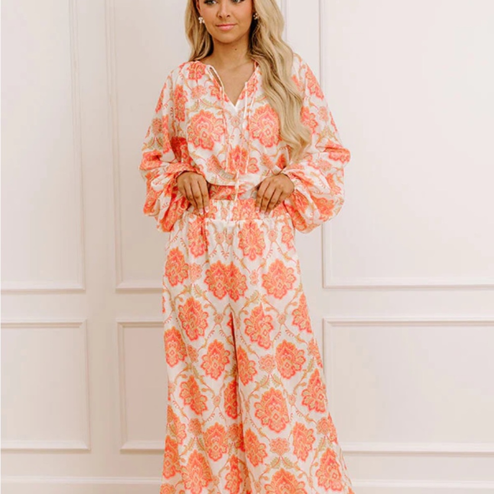 Flying Tomato Vibrant Orange and Pink Floral pants